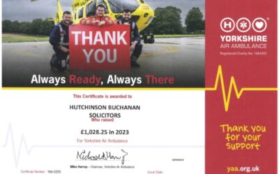 Hutchinson and Buchanan supports Yorkshire Air Ambulance
